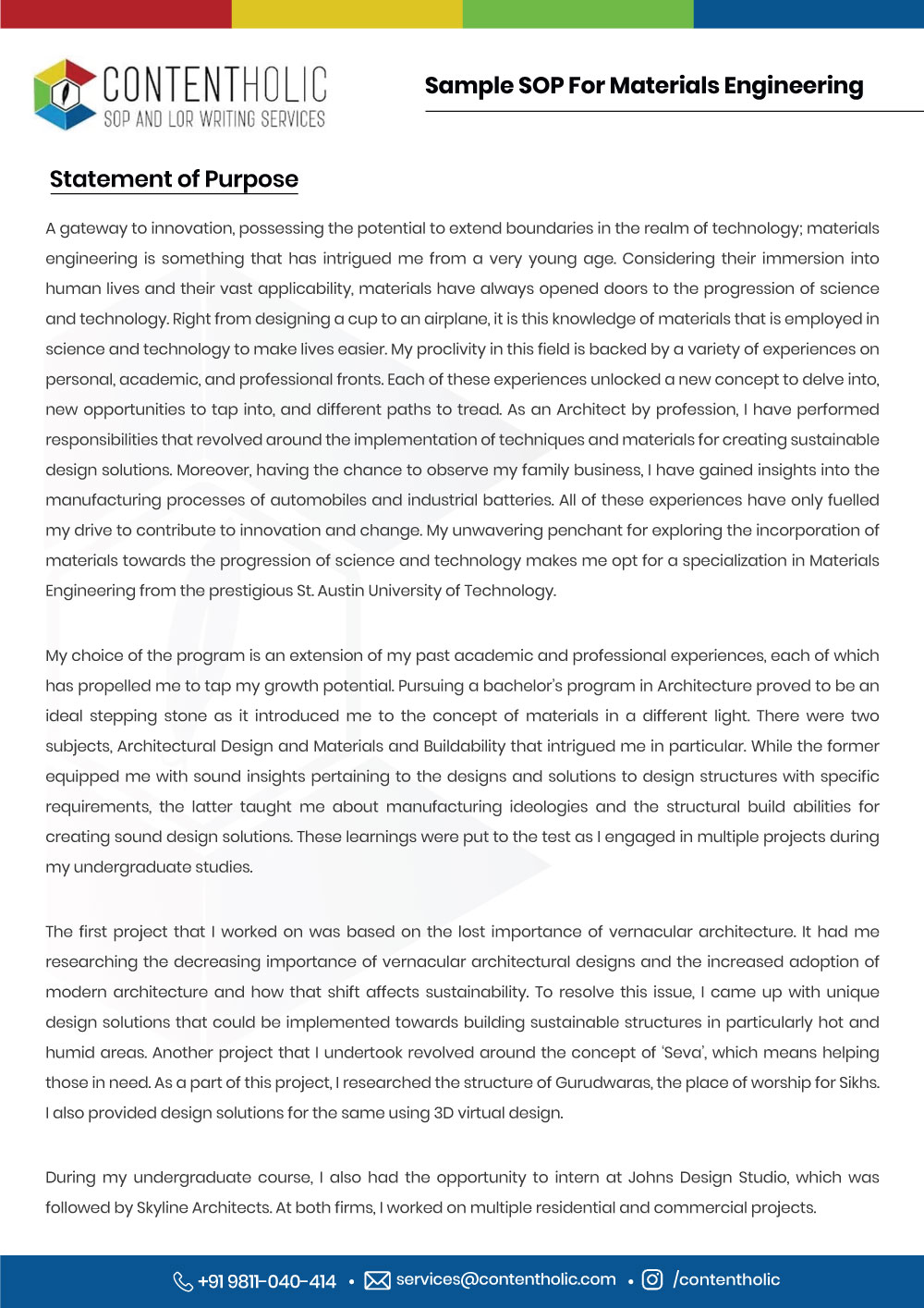 SOP Sample for Materials Engineering