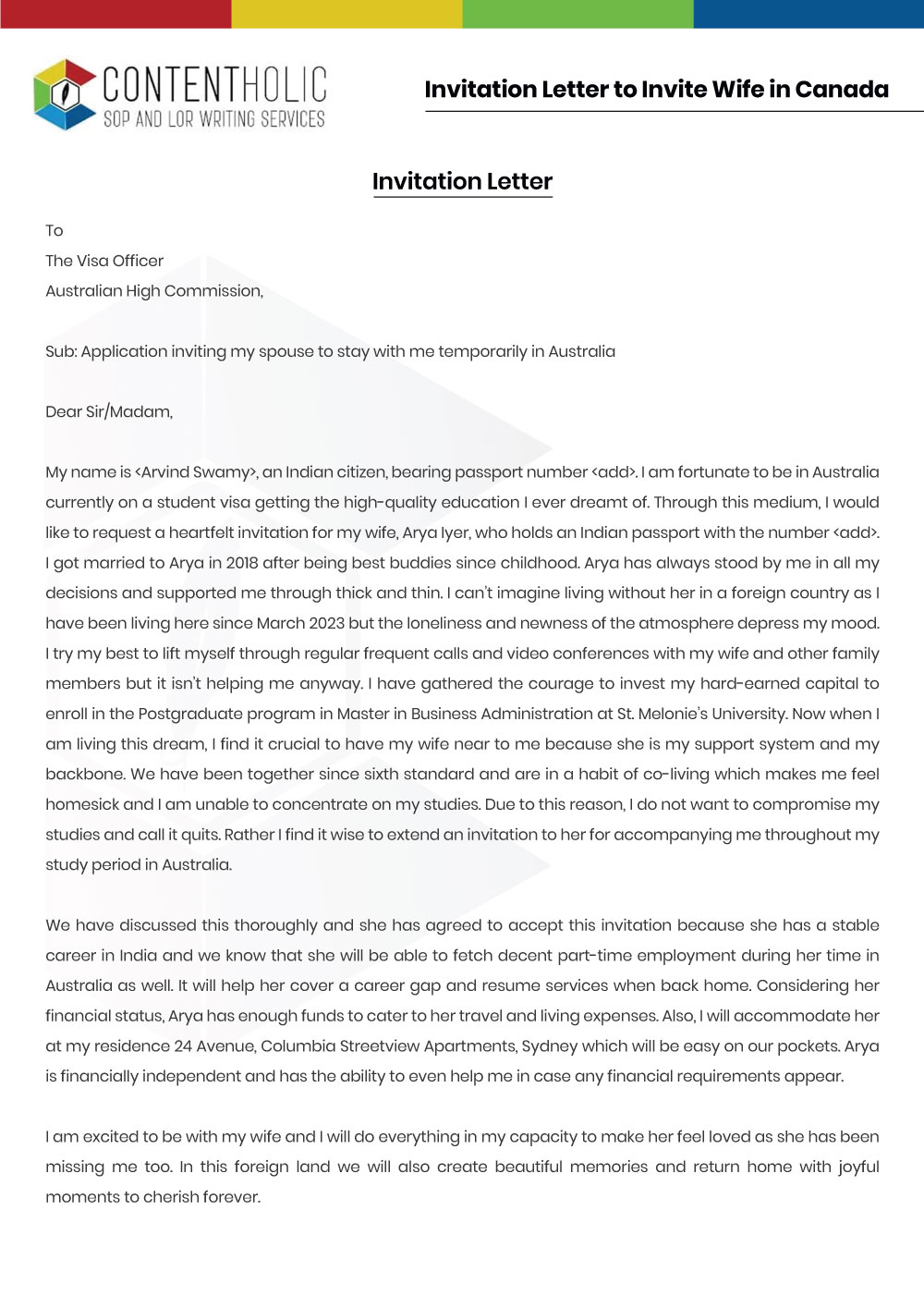 Cover Letter Sample for Schengen (Netherlands) Visitor Visa After Refusal