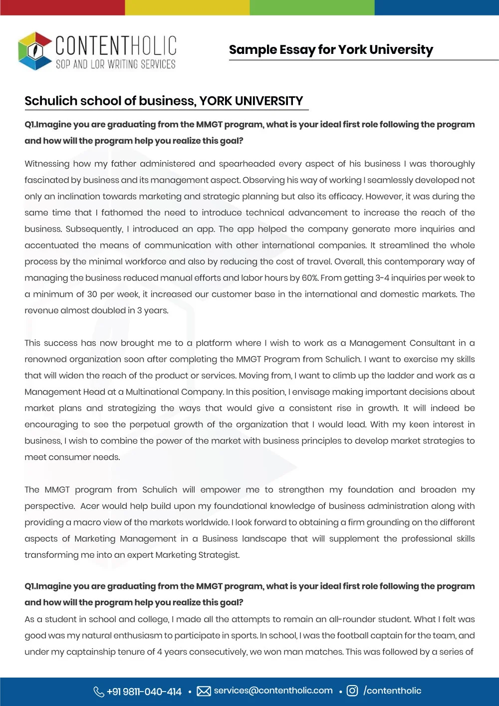 Essay Sample for York University